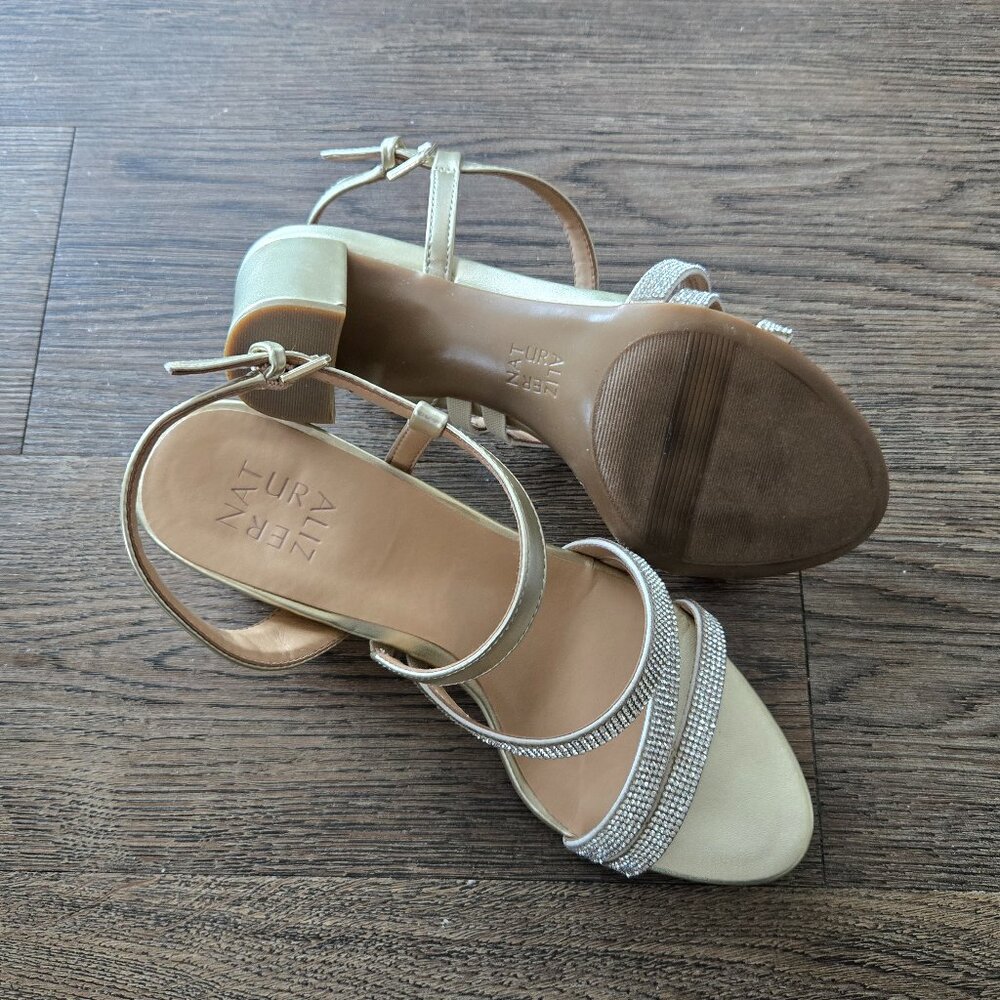 Naturalizer Champagne Bridget Rhinestone Strappy Dress Heels Sandals 8.5 M - Picture 9 of 10
